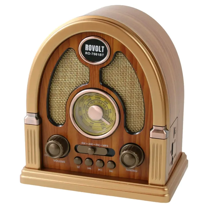 Radio portabil retro rovolt ro-7061bt cu bluetooth, fm/am/sw